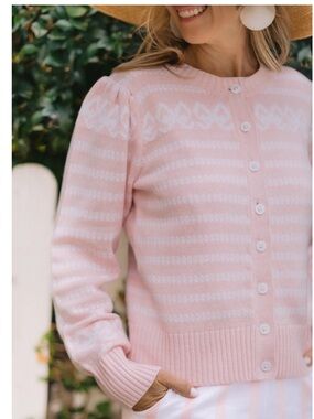 Sail to Sable X Palm Beach Lately collab Blush bow  fair isle sweaterSz Med